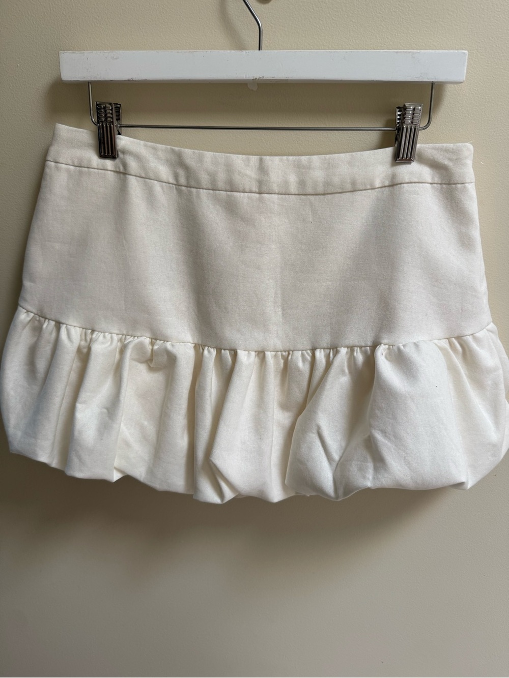 Zara Cream Ruffle-Trim Mini Skirt